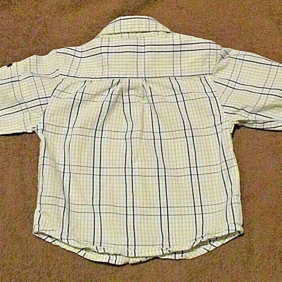 Childrens Place Button Up Shirt Infant Boys 6-9M Green Plaid Long Sleeve Collar‎ - Picture 4 of 6